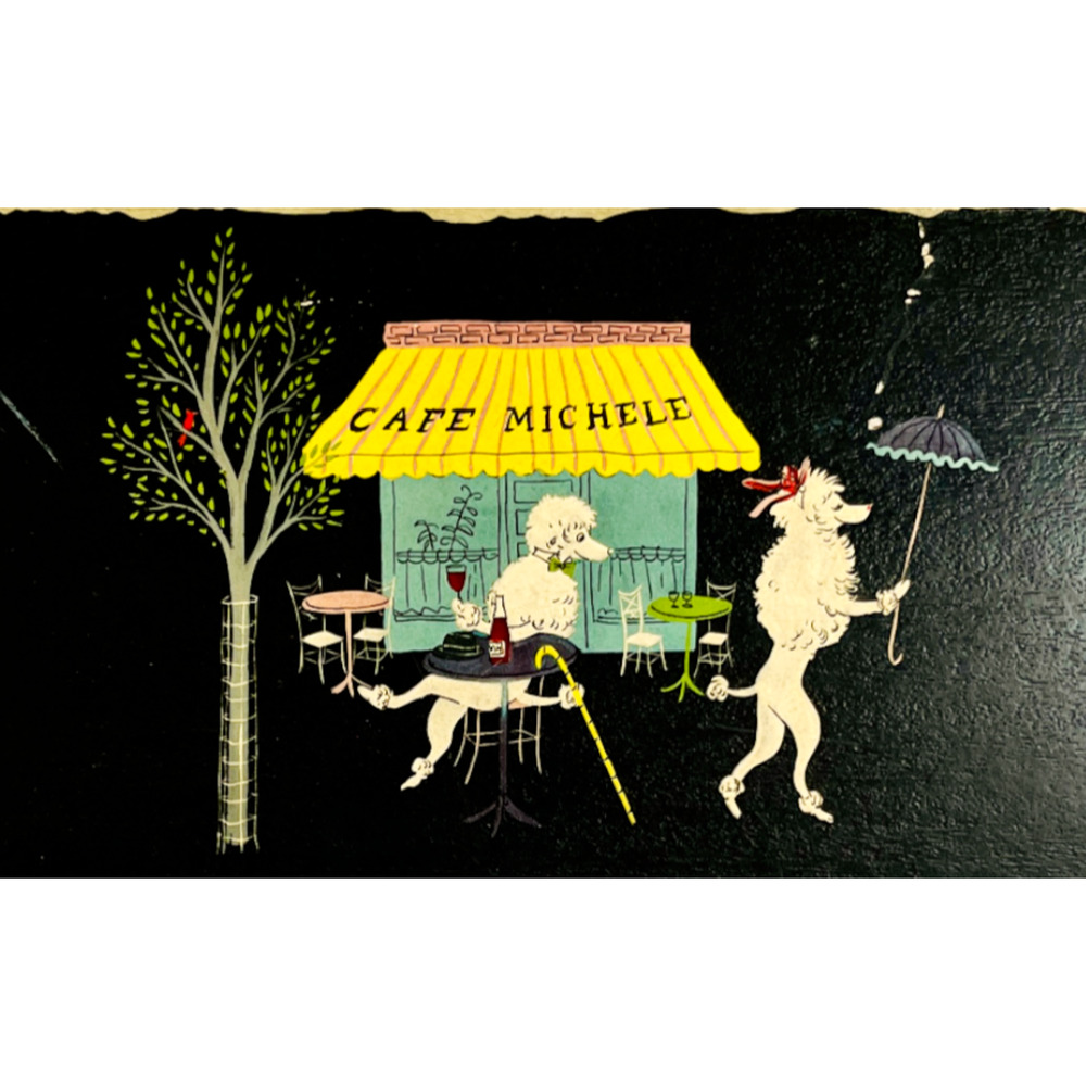 Kentley Tray Romance of Fifi & Pepe Poodles Scene 1 Admiration Vintage 1952 MCM